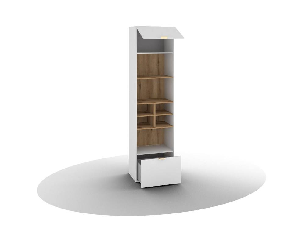FEDERICA шкаф для книг со столом ШК-01, белый бриллиант/дуб эвок