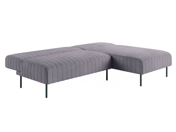 Baccara диван-кровать с шезлонгом, без подлокотников, бархат светло-серый 26