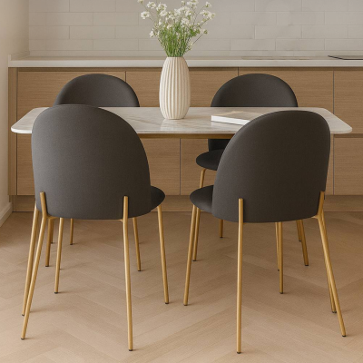 Стул Nord, комплект (4 шт), бархат серый 27 / опора золото