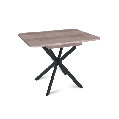 Стол Твист раздвижной (100+30) дуб эндгрейн / опоры черные