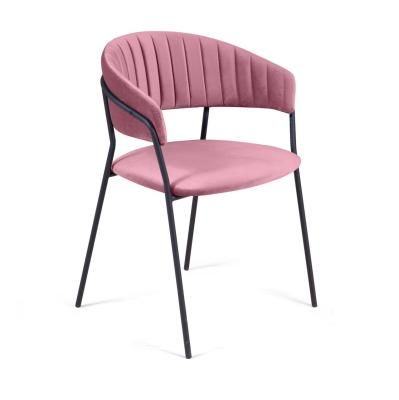 Стул Келли с подлокотниками, бархат пудровый 15