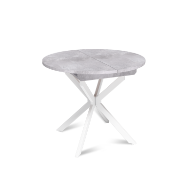 Стол круглый раздвижной Твист (90+30) цемент светлый / опоры белые