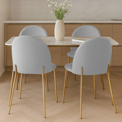 Стул Nord, комплект (4 шт), бархат светло-серый 04 / опора золото