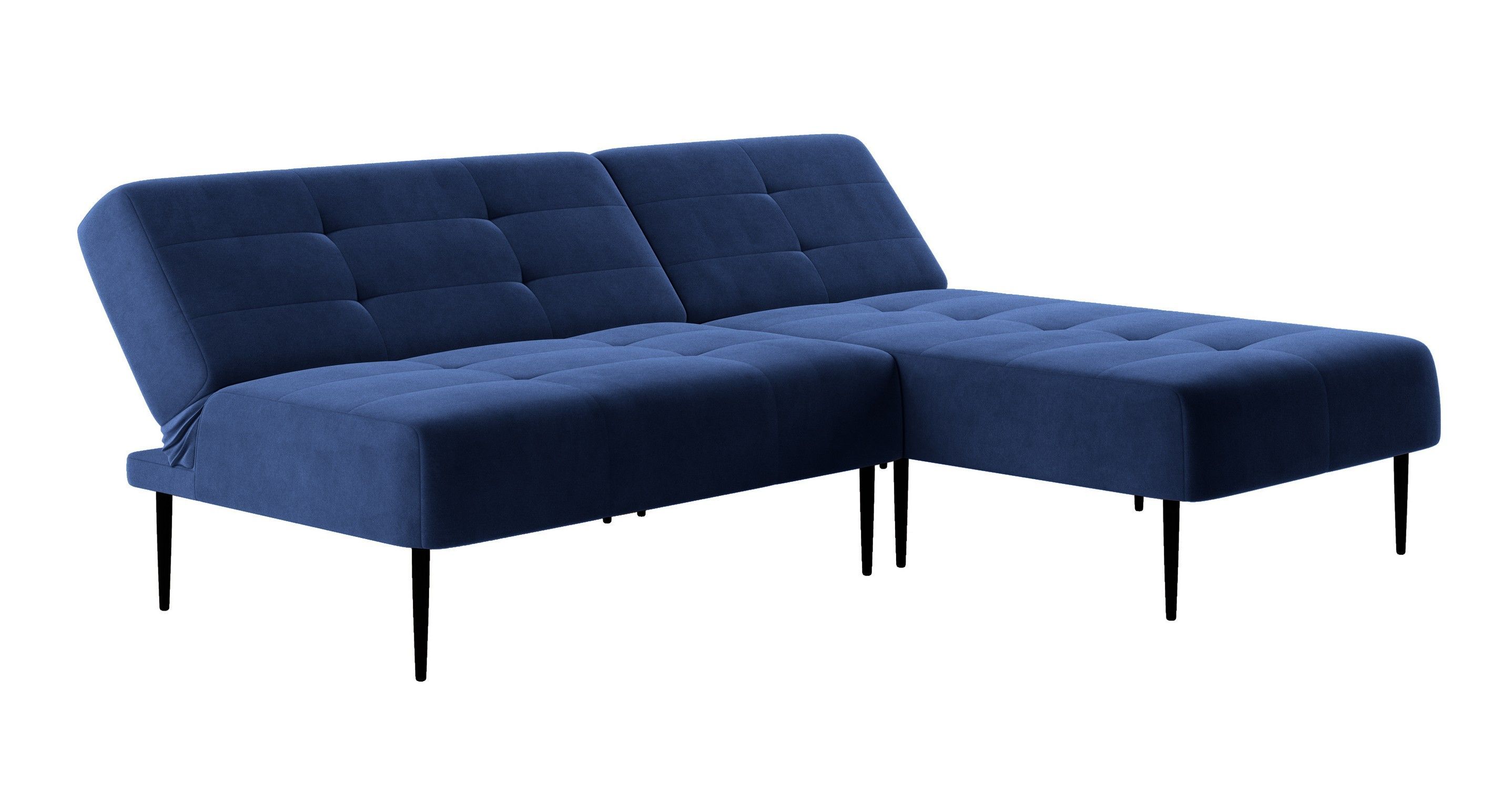 Monaco диван-кровать с шезлонгом, без подлокотников, бархат синий 29