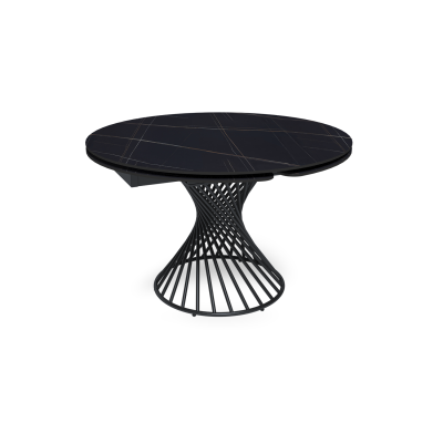 Стол круглый раскладной Лава (120+30+30), керамика матовая Black Gold