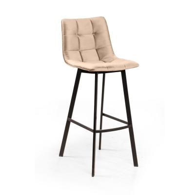 Стул полубарный УНО, бархат бежевый 5 / чёрный профиль