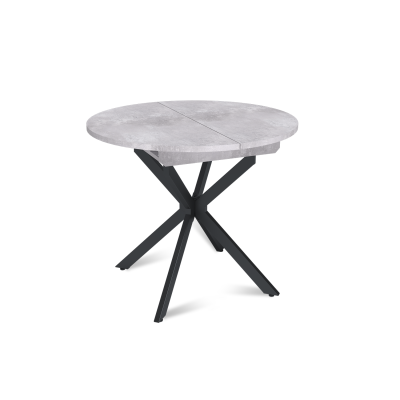Стол круглый раздвижной Твист (90+30) цемент светлый / опоры черные