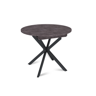 Стол круглый раздвижной Твист (90+30) камень темный / опоры черные