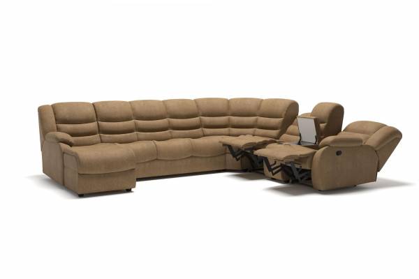 Ridberg диван-кровать угловой с шезлонгом замша бежевый