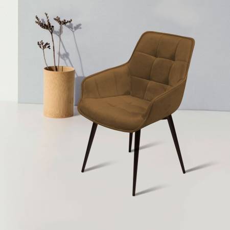 Стул с подлокотниками Капри, бархат коричневый 12 / опора конус