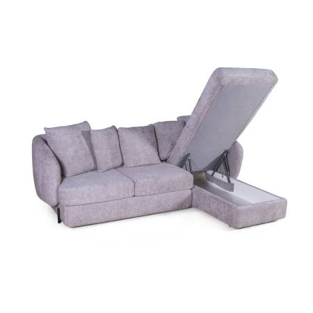 Бабл диван-кровать с шезлонгом, механизм «дельфин», шенилл Reef silver