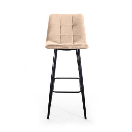 Стул барный УНО, бархат бежевый 5/ чёрный конус