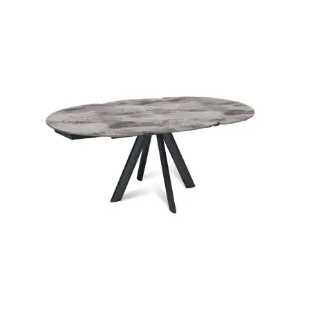 Стол круглый раскладной Орион (120+30+30), керамика глянцевая Italian Light Grey