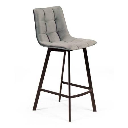 Стул полубарный УНО, бархат пепельно-бежевый 25 / чёрный профиль