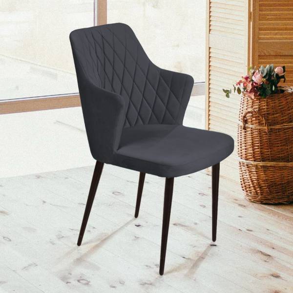 Стул с подлокотниками Хант ромб, бархат 03 / чёрный конус