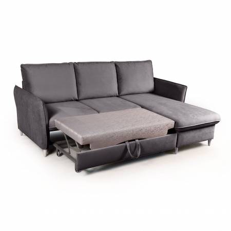 Hans диван-кровать с шезлонгом велюр серый