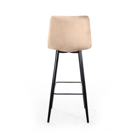 Стул барный УНО, бархат бежевый 5/ чёрный конус