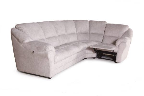Сан-Ремо угловой диван-кровать с реклайнером, микромех Rozy ivory