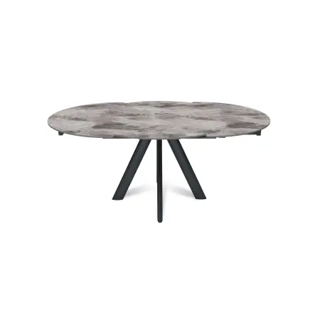 Стол круглый раскладной Орион (120+30+30), керамика глянцевая Italian Light Grey