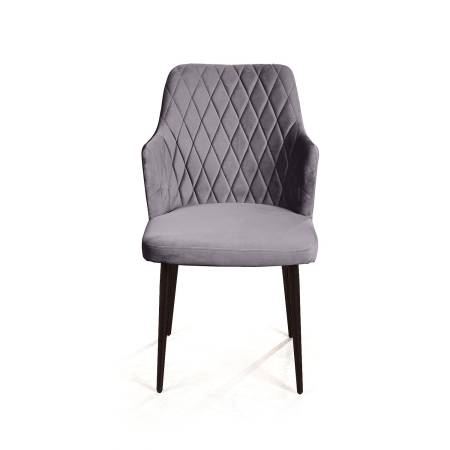Стул с подлокотниками Hunt ромб, комплект (4шт), бархат серый 27 / чёрный конус