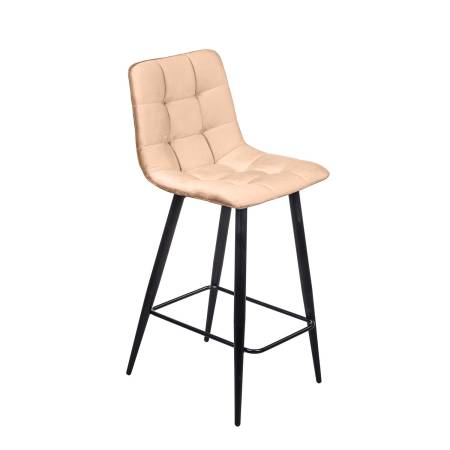 Стул полубарный UNO, комплект (2 шт), бархат бежевый 5 / чёрный конус