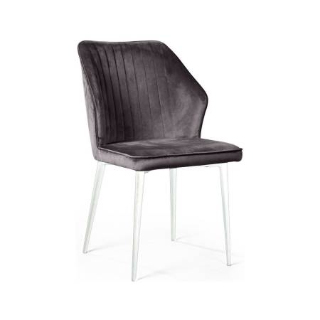 Стул Берг, бархат  светло-серый 26 / белый конус