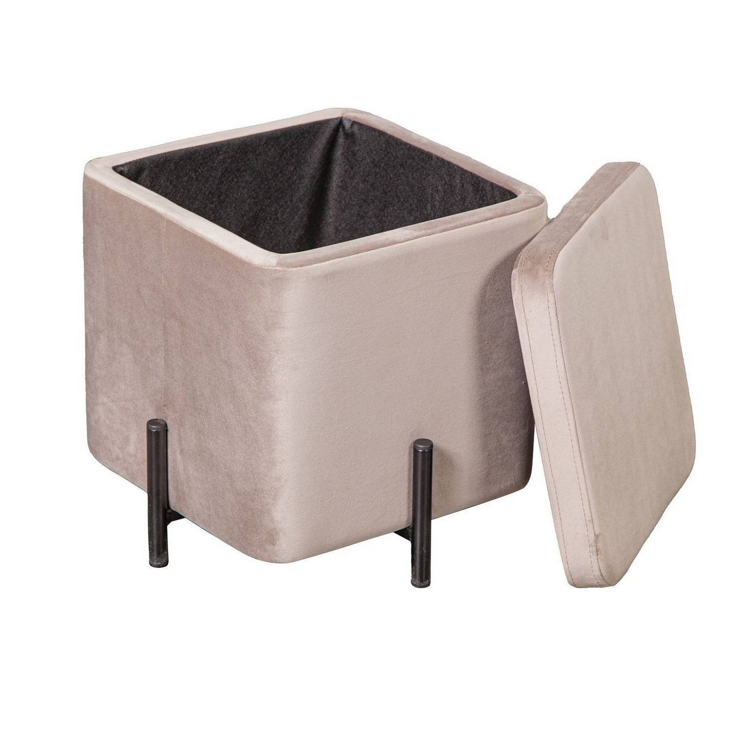 Пуф Гранд квадратный, бархат бежевый 5