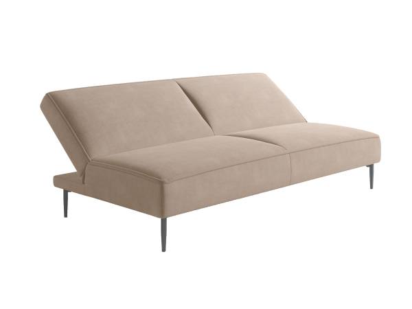 Este диван-кровать трехместный, прямой, без подлокотников, бархат бежевый 5