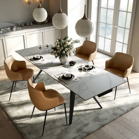 Стол раскладной Рейн (140+40+40), керамика матовая Snow Mountain Stone