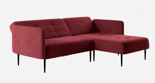 Monaco диван-кровать с шезлонгом, с подлокотниками, бархат бордовый 16