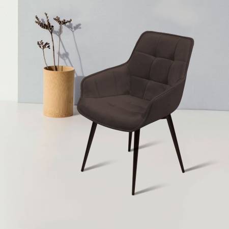 Стул с подлокотниками Капри, бархат антрацит 14 / опора конус