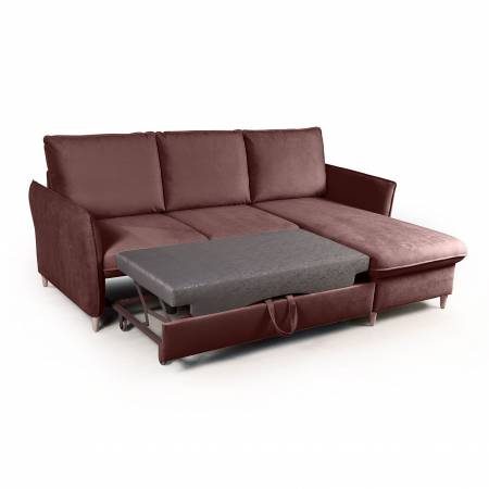 Hans диван-кровать с шезлонгом велюр коричневый