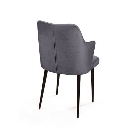 Стул с подлокотниками Hunt ромб, бархат серый 27 / чёрный конус