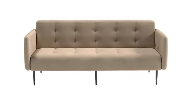 Монако диван-кровать прямой с подлокотниками, трехместный, бархат бежевый 5