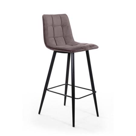 Стул барный УНО, бархат антрацит 14/ чёрный конус