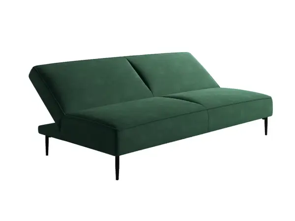Este диван-кровать трехместный, прямой, без подлокотников, бархат зеленый 19