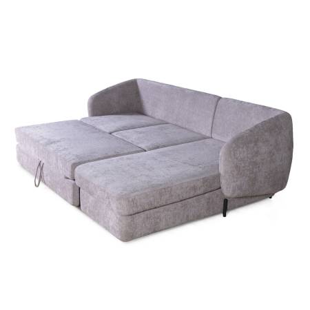 Бабл диван-кровать с шезлонгом, механизм «дельфин», шенилл Reef silver