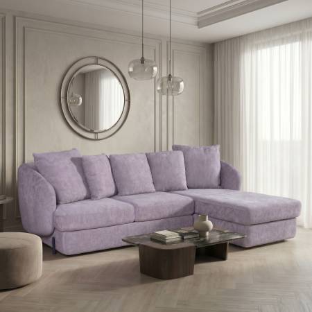 Бабл диван-кровать с шезлонгом, механизм «дельфин», шенилл Reef silver