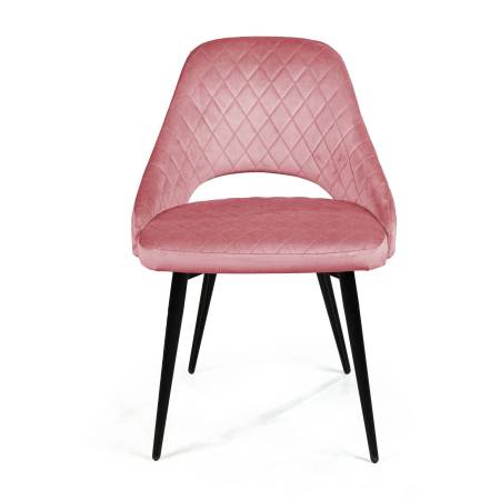 Стул Вильям ромб, бархат пудровый 15/ черный конус
