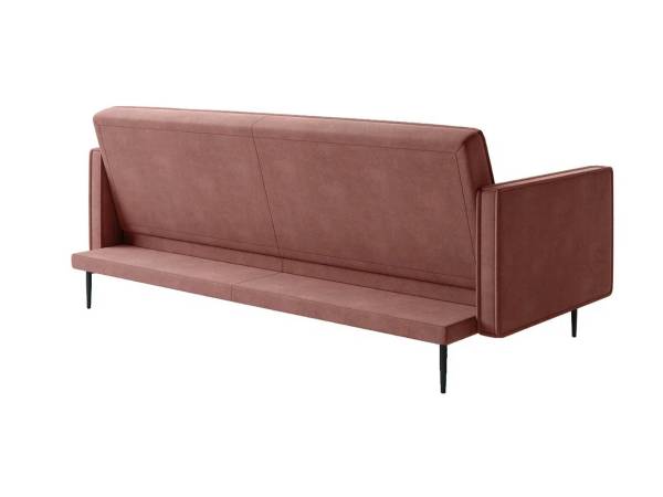 Este диван-кровать трехместный, прямой, с подлокотниками, бархат пудровый 15
