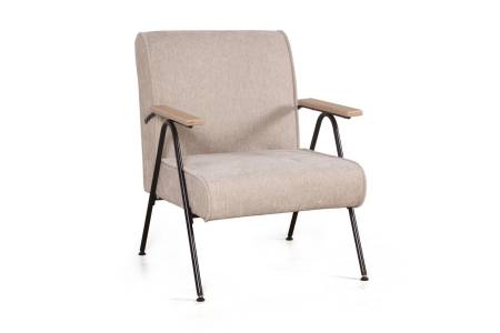 Энди кресло с деревянными подлокотниками, шенилл Shantal beige
