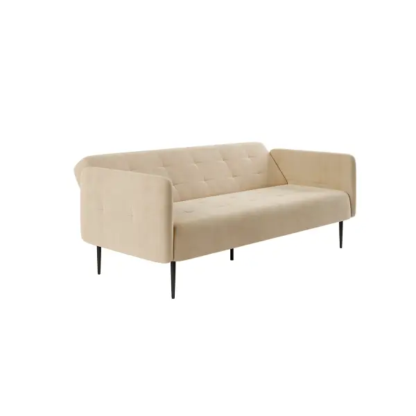 Монако диван-кровать прямой с подлокотниками, трехместный, велюр бежевый Velutto 04