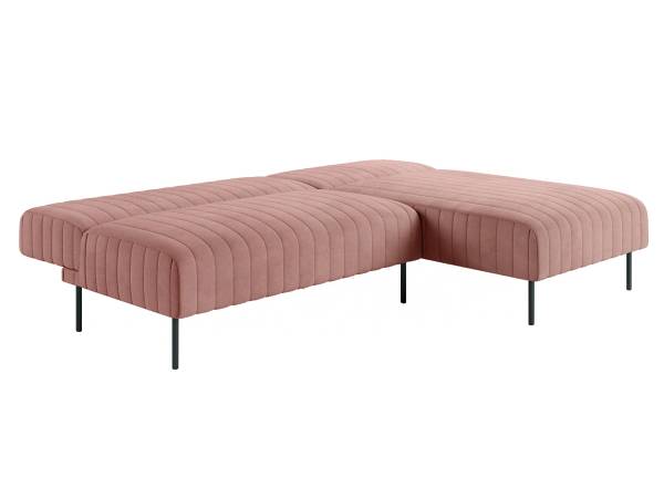 Baccara диван-кровать с шезлонгом, без подлокотников, бархат пудровый 15