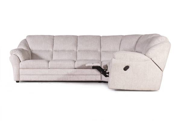 Сан-Ремо угловой диван-кровать с реклайнером, микромех Rozy ivory