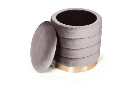 Пуф Фред малый, бархат пепельно-бежевый 25