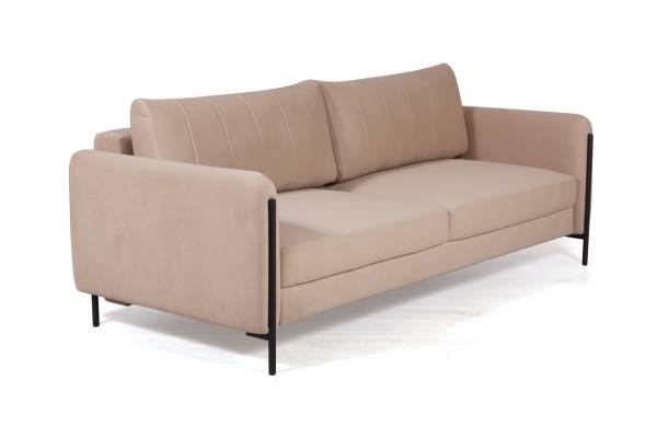 Барселона диван-кровать трехместный прямой, велюр бежевый