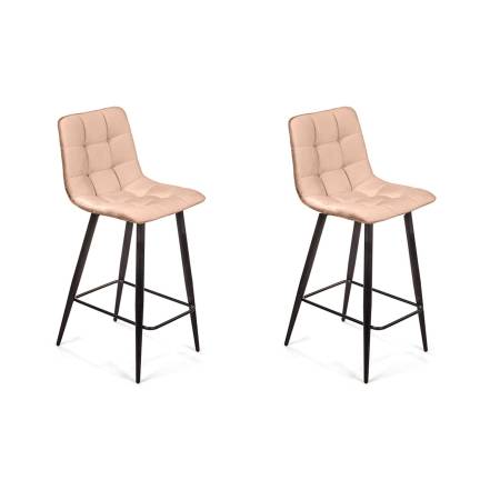 Стул полубарный UNO, комплект (2 шт), бархат бежевый 5 / чёрный конус