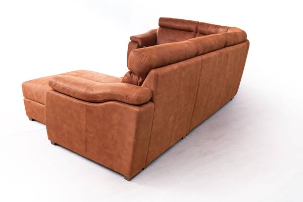 Бостон диван-кровать угловой с шезлонгом и электрореклайнером, замша nabuk