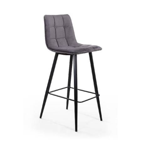 Стул барный УНО, бархат светло-серый 26 / чёрный конус