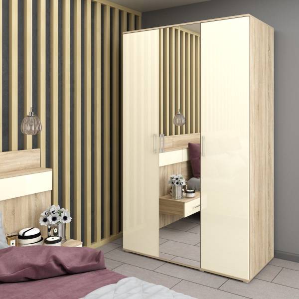 Шкаф для одежды СИЛЬВИЯ, ШО-03 (2г/1зр), 2 фасада глянцевые/1 зеркало